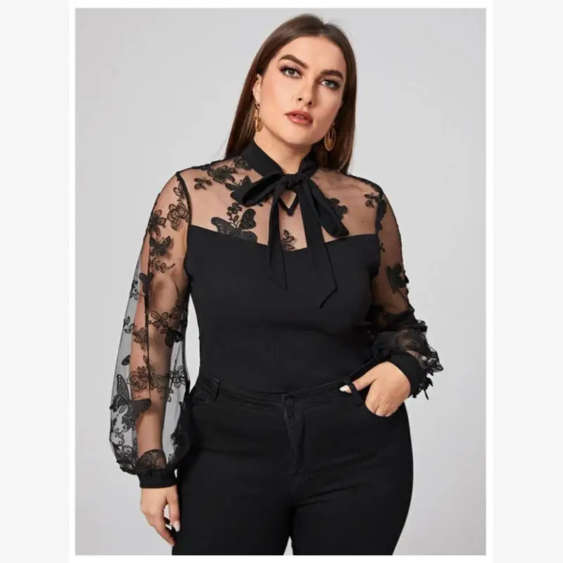 

plus Size Autumn Winter Me Stitching irt Top for Fat Women Commute Sle Long Sve Color Casual Women's Faion