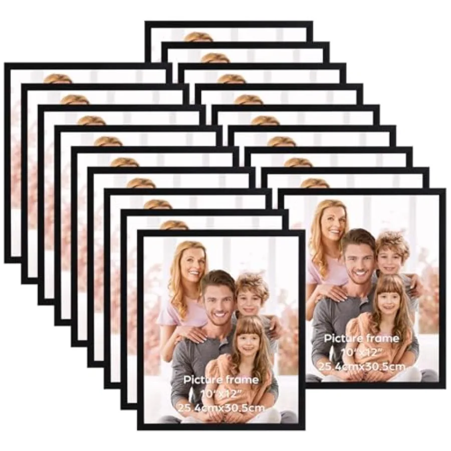 

Picture Frame Set of 18, Multi Photo Frames 10 by 12 Bulk for Wall Hanging or Tabletop Display