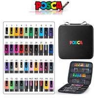 NEW POSCA Marker Pent Set With Portable Stroage Zipper Bag ,PC/1M 3M 5M 36/40/44/45 Colors Acrylic plumones colores posca Marker