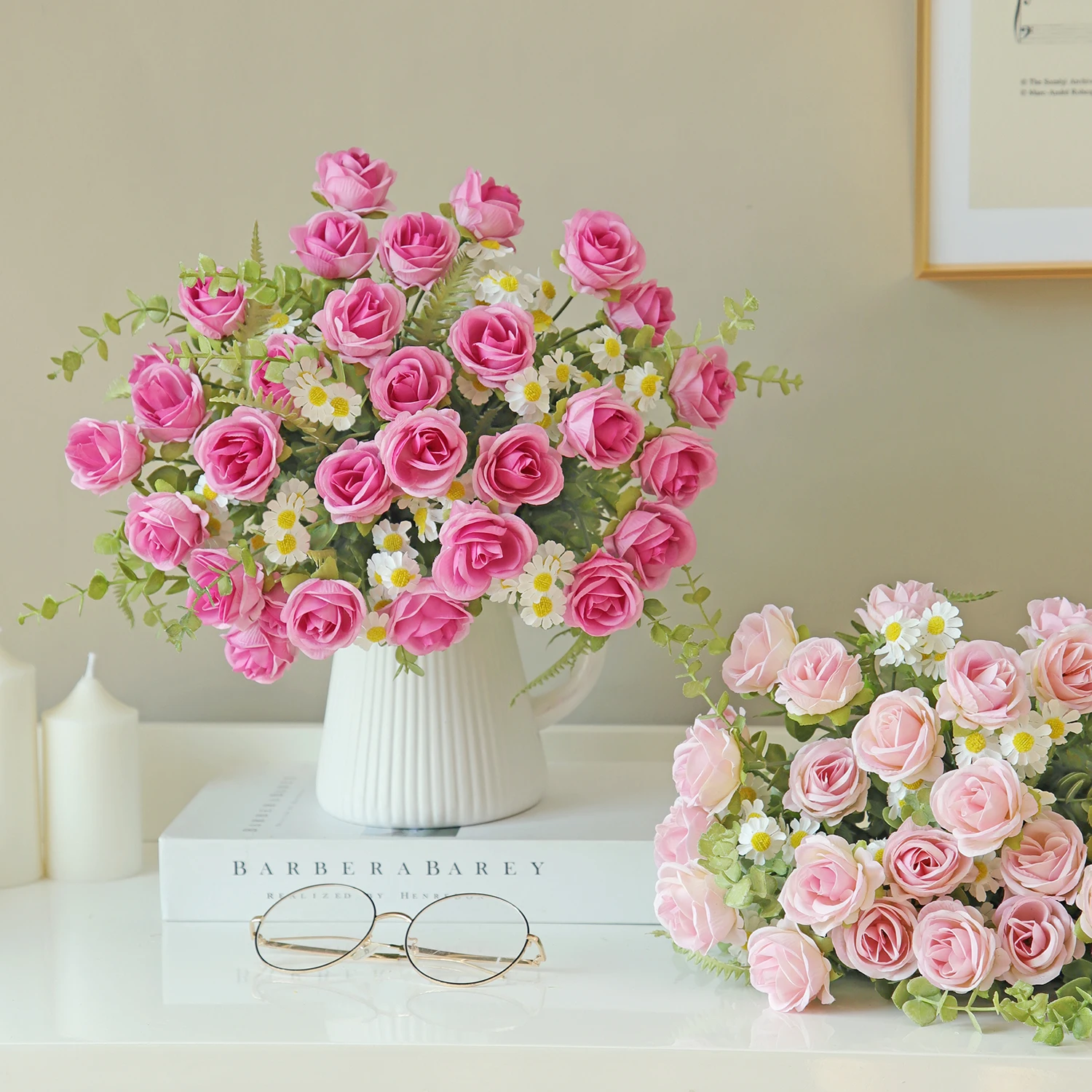 Seidenrosen Künstliche Blumen Hochzeit Heim Weihnachtsfeier Dekoration Bunte Kränze Brautstrauß Tischvase Foto-Shooting-Requisiten – Detail 2