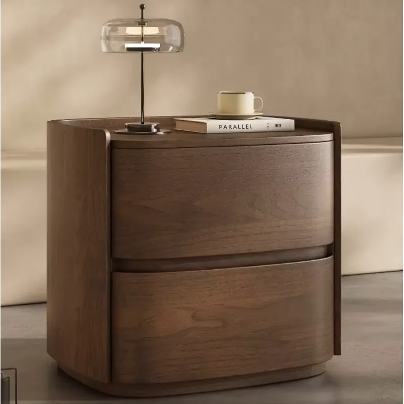 Minimalist Solid Wood High-grade Eco-Friendly Extendable Nightstand Modern Simple Bedroom Apartment Storage Cabinet
