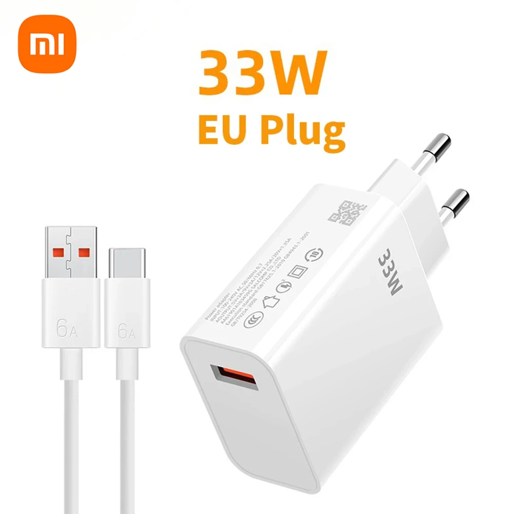 Original USB Fast Charger 33W Quick Charge EU/US Plug Wall Charger For Xiaomi 13 Redmi IPhone Portable USB Phone Charger Adapter