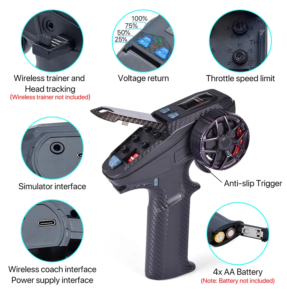 DUMBORC Remote Control Transmitter X6PM-350 Controller 4/6 Channel PPM Output With Gyroscope Receiver for RC Car Boat Tank Model