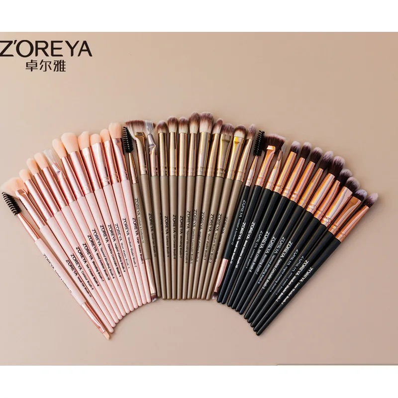 ZOREYA-Plastic Handle Maquiagem Brush Set, Escova Sombra, Ferramentas Corretivo, 12 Pcs