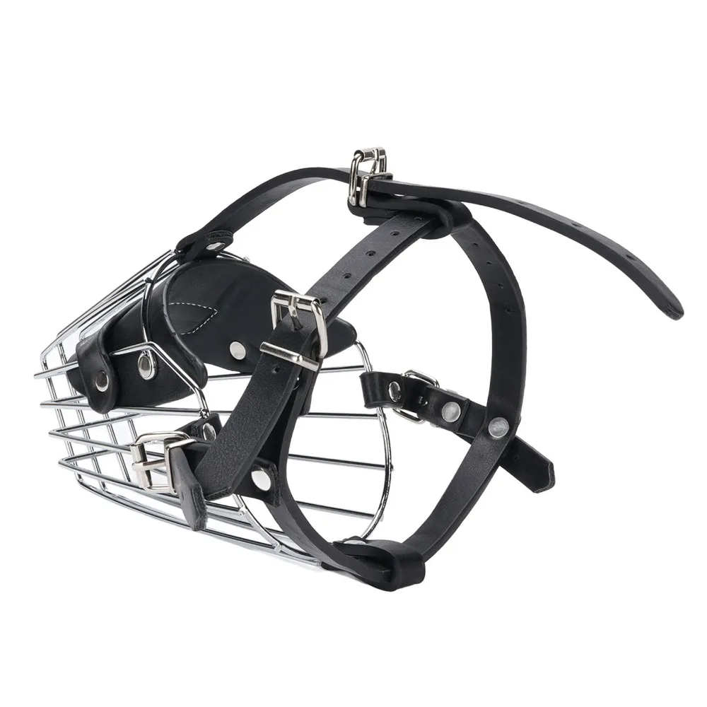Iron Frame Large Dog Muzzle Breathable Structure Adjustable Strap Metal Basket Muzzle Light Weight Full Coverage