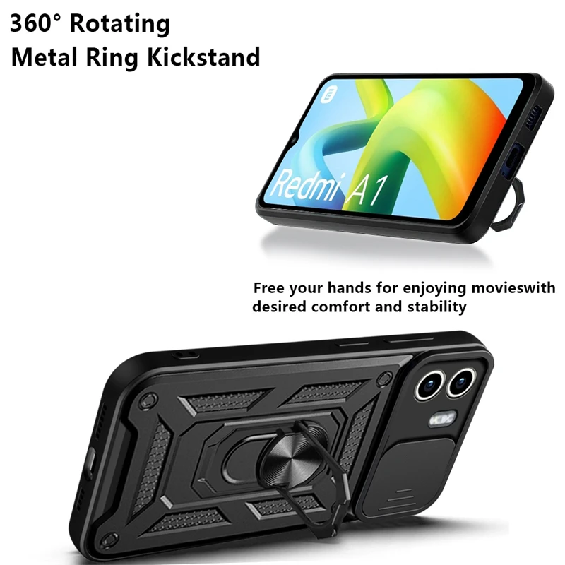 For Redmi 10 12 13 C Note 10 11 12 S 13 Pro Proplus 5G Stand Push Window Lens Protective Seismic Magnetic Car Mount Phone Case