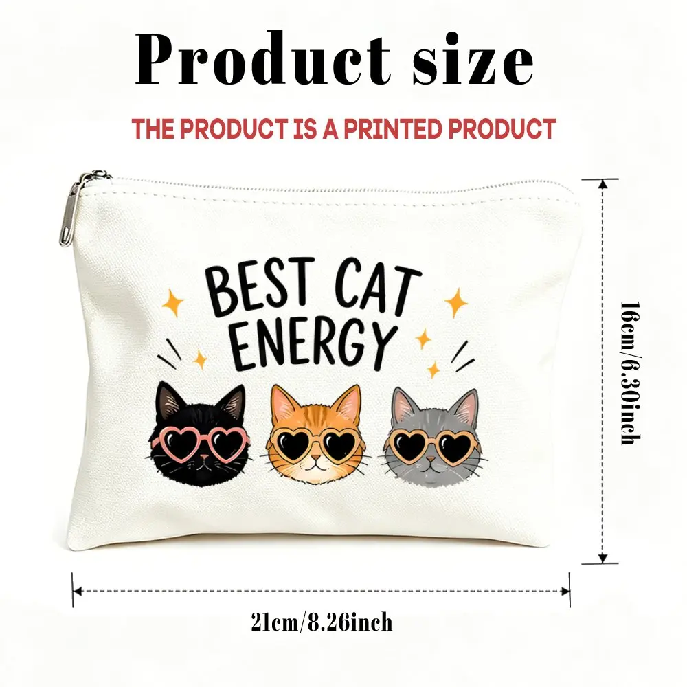 1pc Makeup Bag Cosmetic and Toiletry Pouch Gift for Women Best Cat Energy Mom Daughters Friends Christmas Hallowmas Gifts