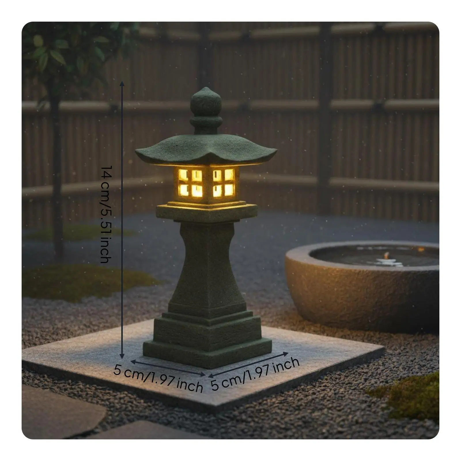 Japanese Stone Lantern Miniature Pagoda Lamp Sand Tray Lantern for Desktop, Balcony, Bookshelf