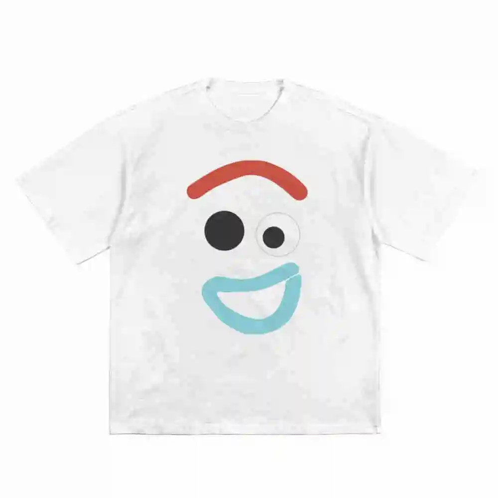 Joyful Forky Expressive Eyes Short Sleeve Tee 100% Cotton T-Shirt