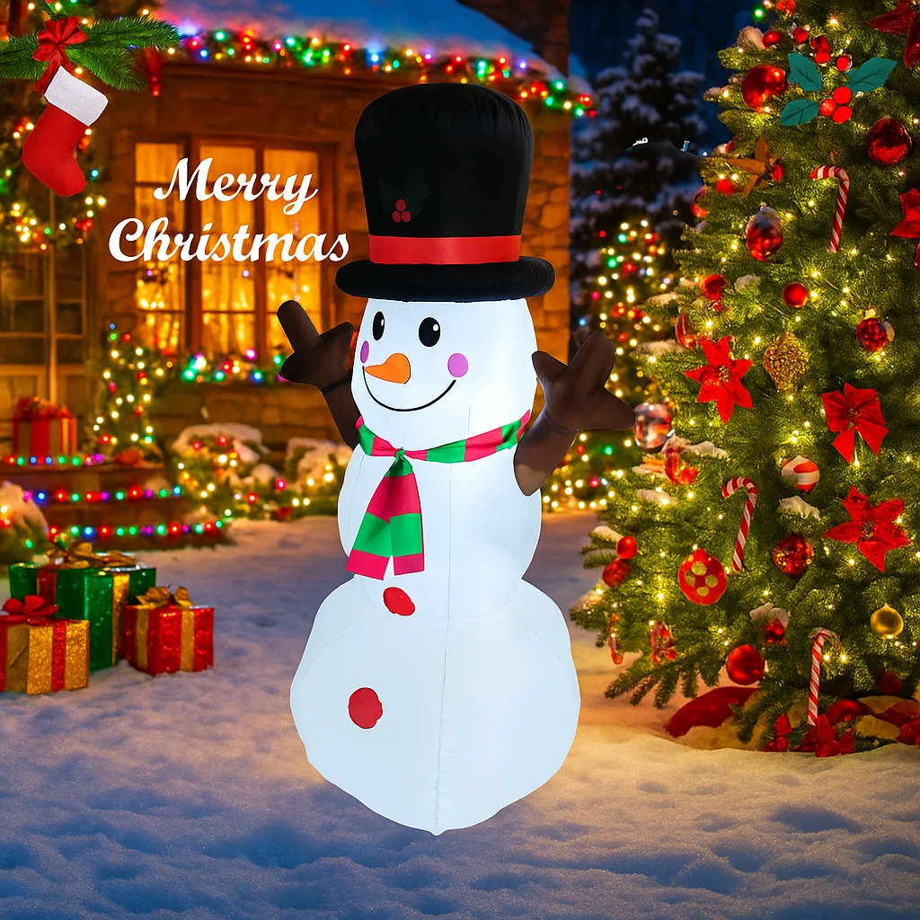 Chapéu de brinquedo inflável de 5,25 pés, boneco de neve, decorações de natal para quintal com luzes led, fornecimento de natal, ornamento para casa, presente festivo de feriado