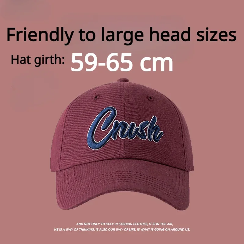 Women and Man Baseball Hats Big Head Soft Cotton Plus Size Sport Snapback Cap Lady Large Size Sun Letter Embroidery Caps 59-65CM