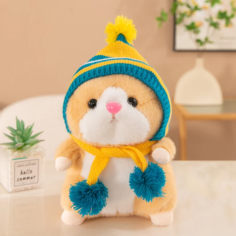 Hamster Wear et chapeau en peluche pour la décoration de la maison, oreiller de sommeil doux, coussin de canapé animal mignon, overd'inde, cadeau d'anniversaire, 25 cm, 30cm