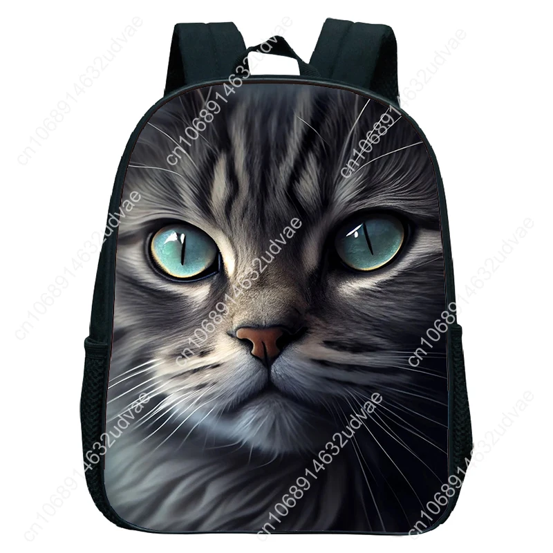 12Inch Cute Cat Print Backpack Waterproof Kindergarten Bag Kids School Bags Boys Girls Cartoon Cat Book Bags Back To School Gift
