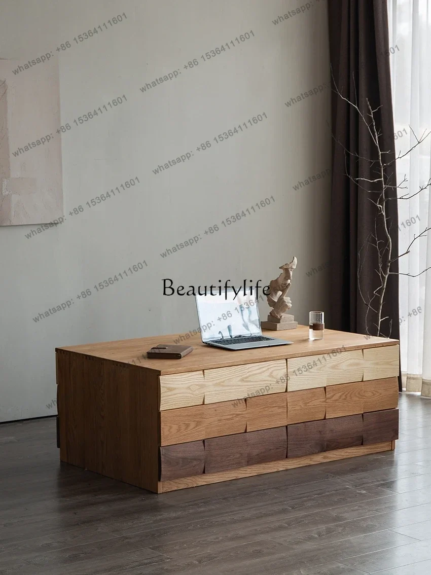 

Хранение из цельного дерева в кремовом стиле для небольшой квартиры, журнальный чайный столик в скандинавском стиле