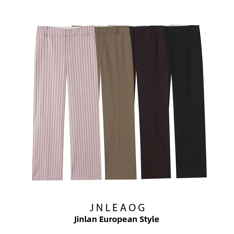 Low Waist Striped Formal Pants Autumn New Style JNLEAOG Women's Fashion Four Color Straight Leg Trousers 3067449