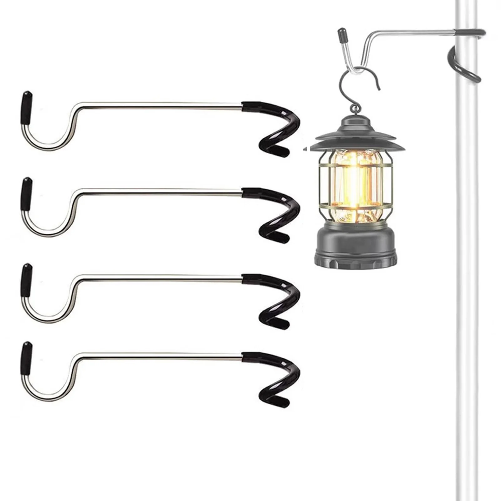 Stainless Steel Light Stand Holder Hooks Portable Non-Slip Camping Light Hook Tent Pole Lamp Hanger Outdoor Supplies