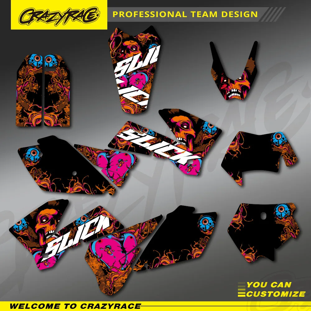 รถจักรยานยนต์ Full พื้นหลังกราฟิก Decal สติกเกอร์สําหรับ KTM EXC 125 200 250 300 400 450 525 2005 2006 2007 พื้นหลังที่กําหนดเอง
