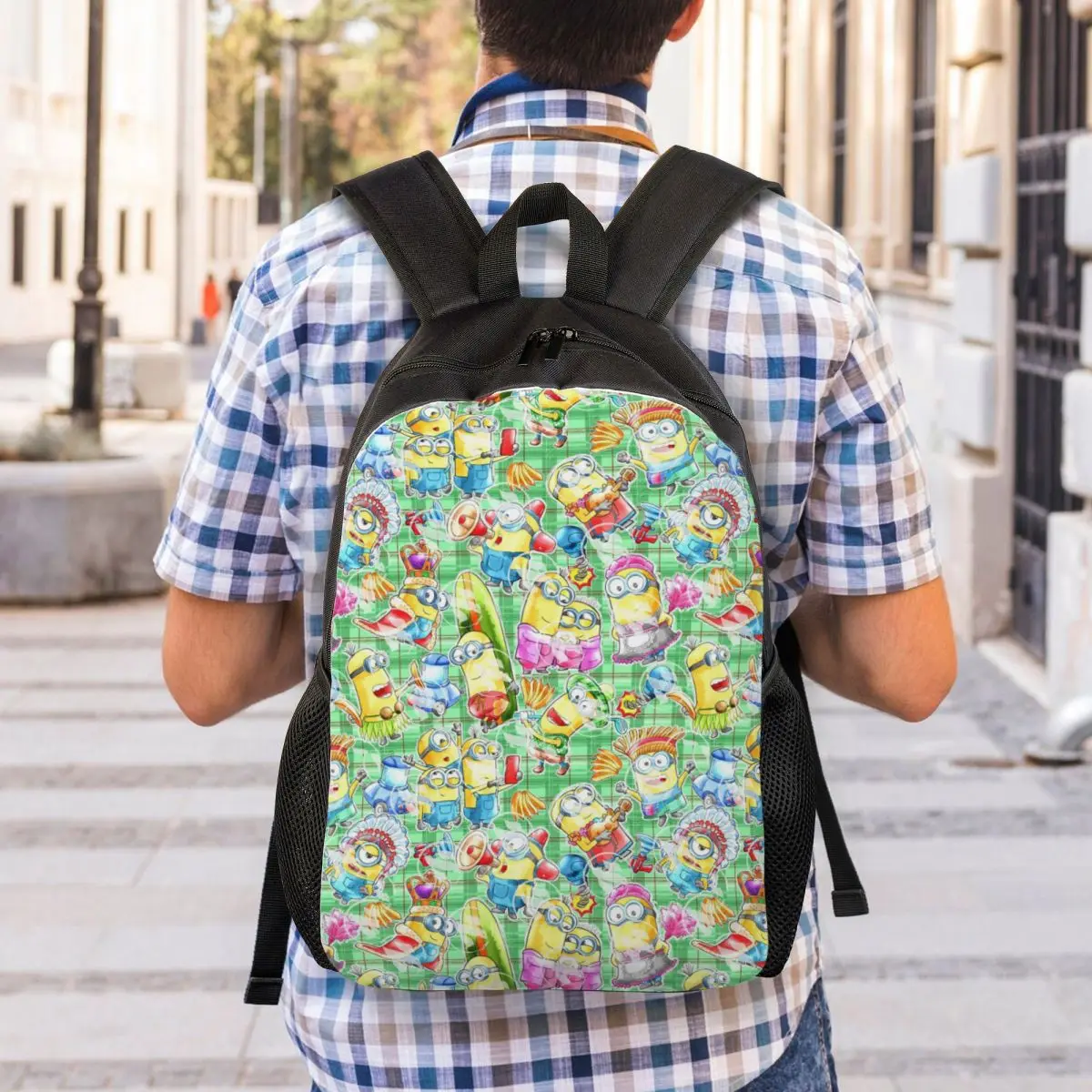 Mochilas personalizadas de dibujos animados de Minions Animes para hombres y mujeres, bolsa de libros informal para la escuela universitaria