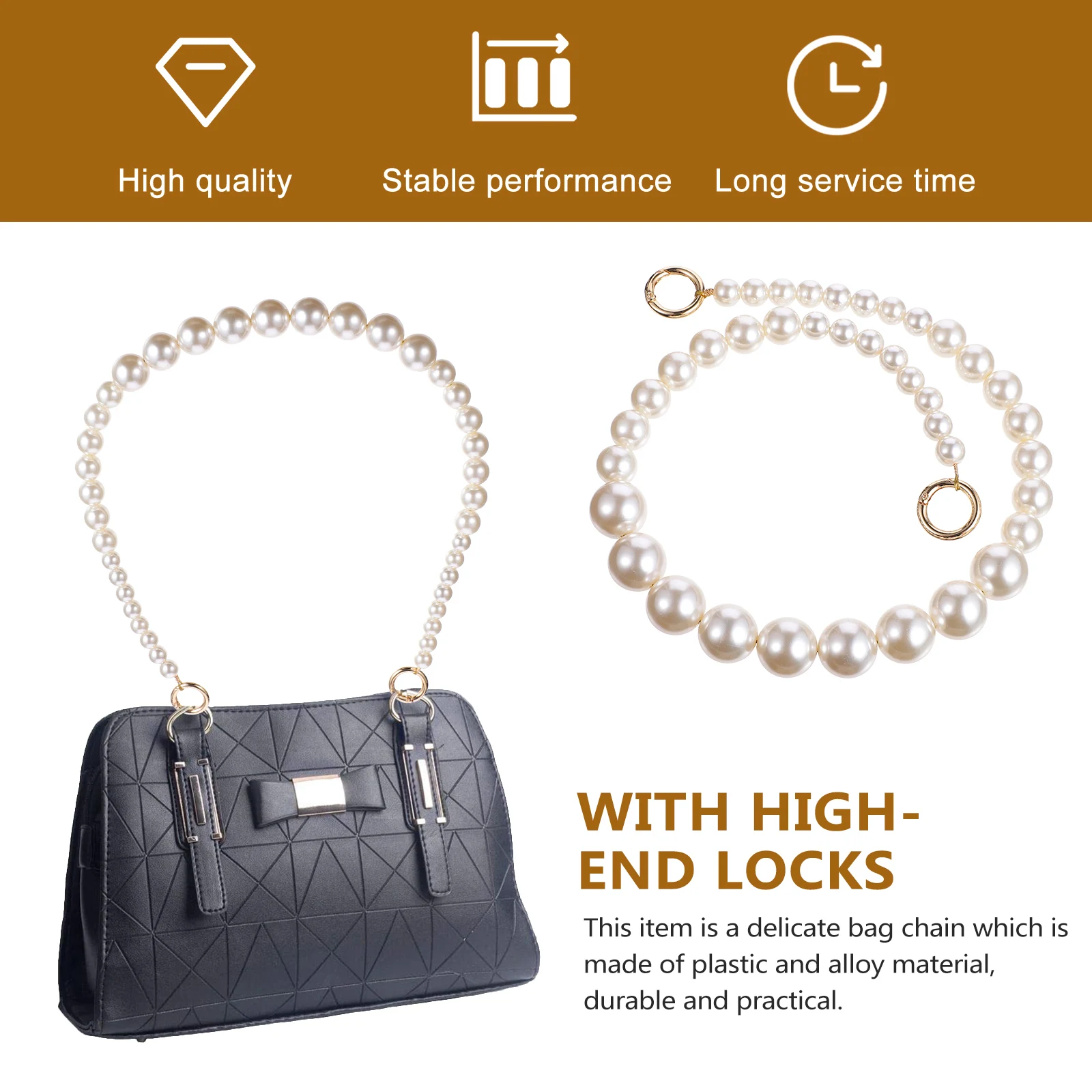 1 قطعة استبدال اللؤلؤ حقيبة سلسلة حزام مع مشبك سبيكة قوي قابلة لإعادة الاستخدام تقليد اللؤلؤ سلسلة DIY بها بنفسك حقائب اليد حمل المحافظ