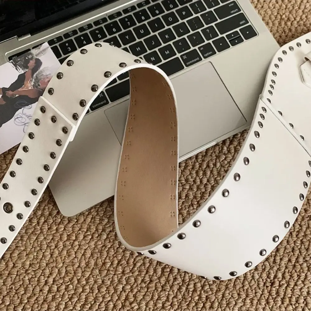 Sabuk Wanita Lebar Desainer Tugas Berat Sabuk Pinggang Keling Y2k Gotik Sabuk Jeans Gaun Amerika Gaya Punk Gadis Pedas