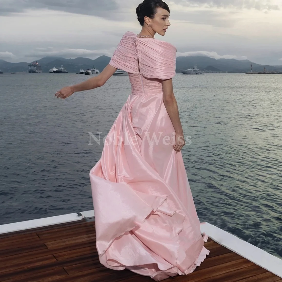 فستان سهرة حورية البحر من الساتان أنيق سبليت فستان حفلات سويب تراين رسمي مخصص