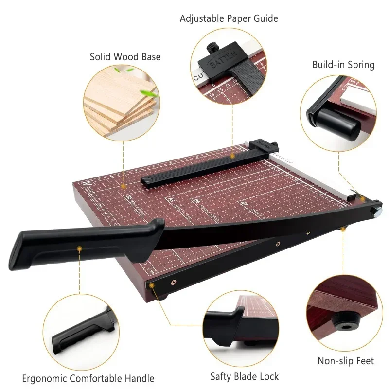 A4 Paper Cutter Guillotine Paper Cutter 30.5cm Cutting Heavy Duty Paper Slicer with Safety Blade Lock for Cards