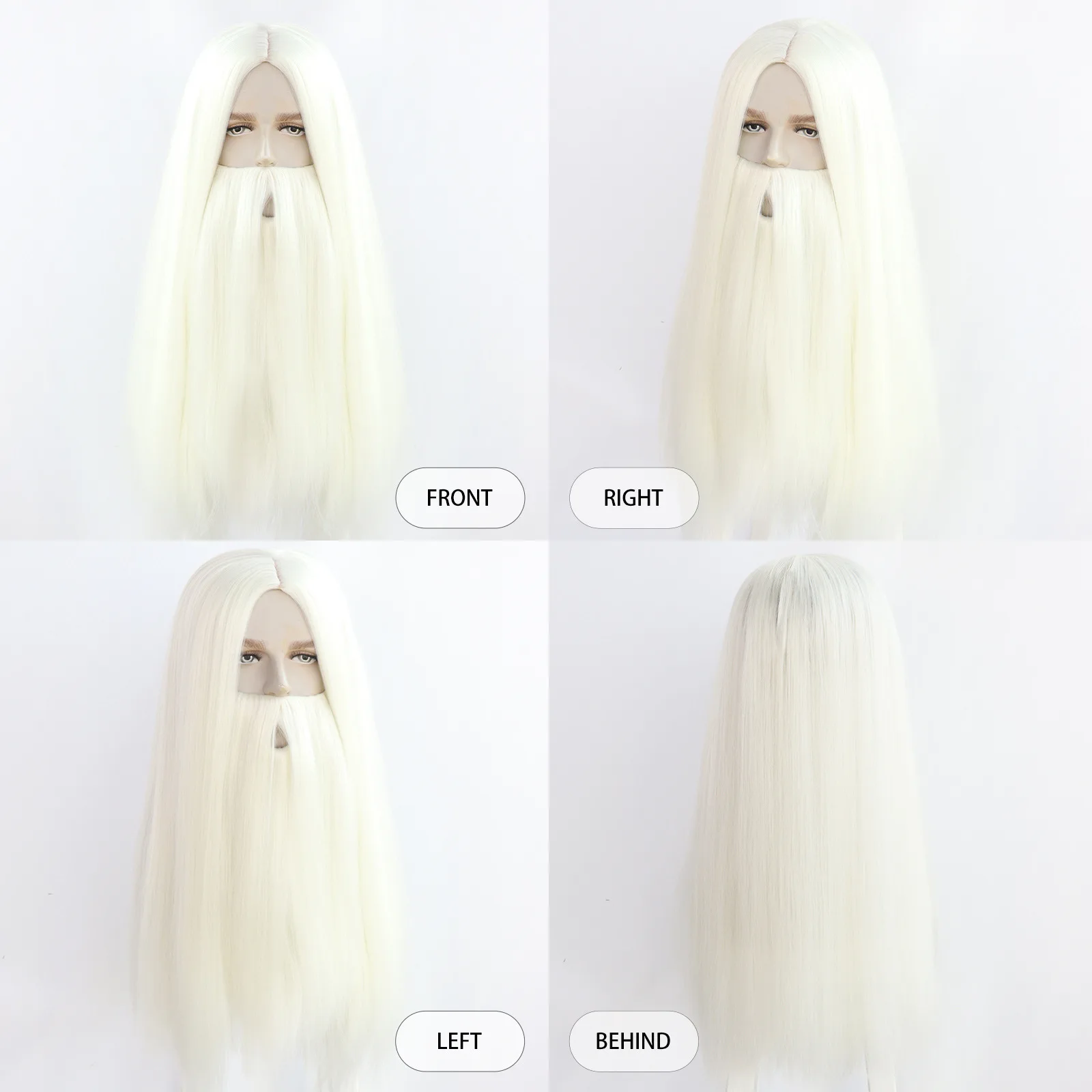 Perruque de Magicien avec Barbe pour Homme, Costumes de Cosplay Gandalf Py, ixd'Halloween, Bonnet