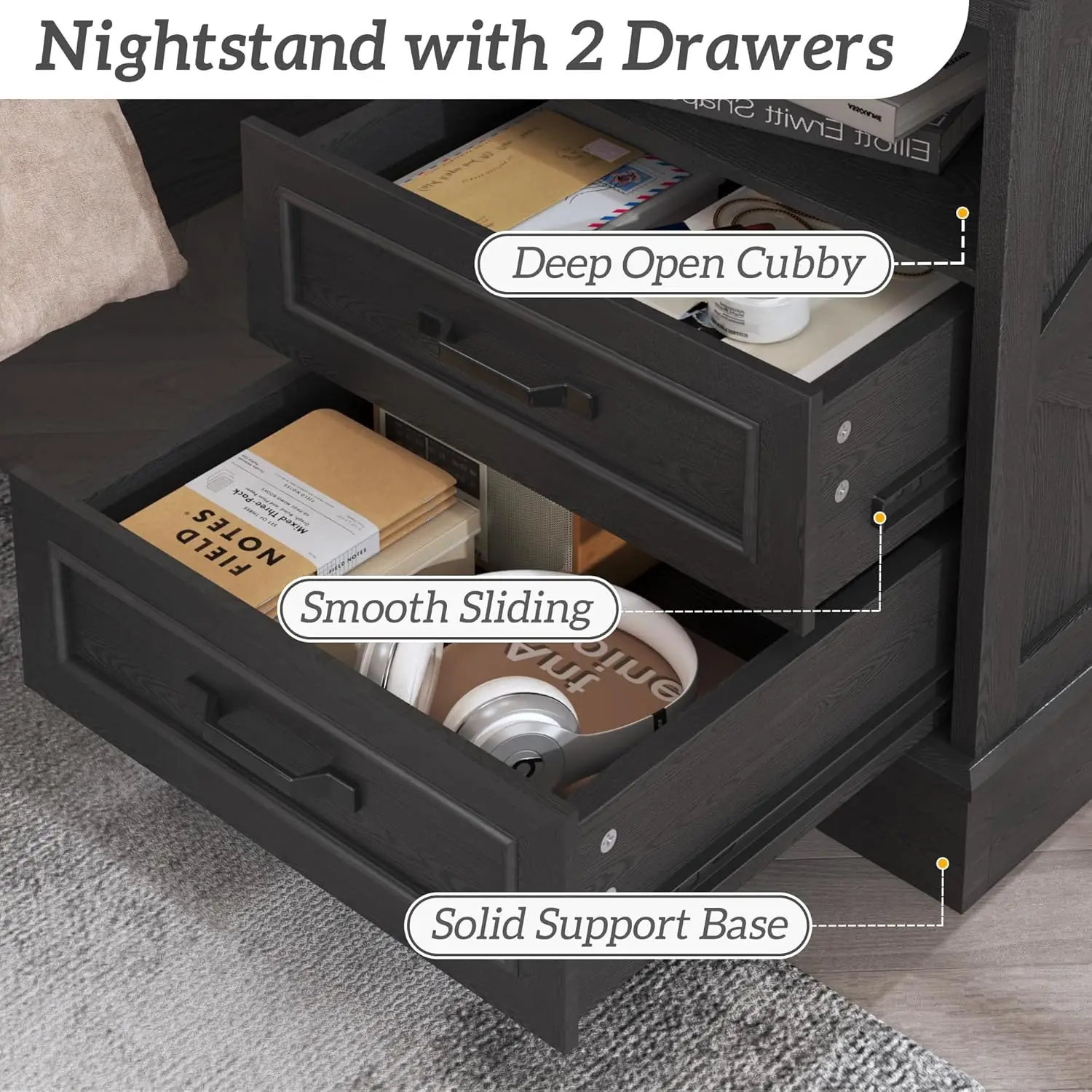 Farmhouse Nightstands Charging Set 4