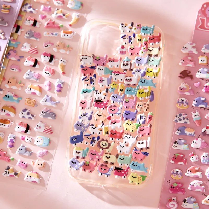 

Dopamine Kawaii Animal 3D Puffy Stickers Cute Cartoon Colorful Foam Stickers for DIY Decor Journaling Scrapbook Phone Case