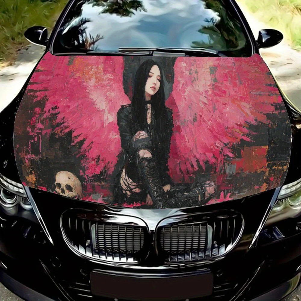 

Pink winged angel car hood stickers, waterproof self-adhesive, scratch resistant, easy to stick, durable car PVC stickers, car d
