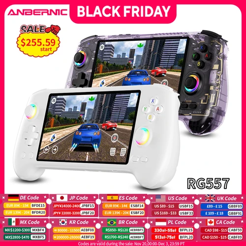 ANBERNIC-consola de juegos portátil RG557, pantalla AMOLED de 5,48 "", dimensión 8300, Android 14, Joysticks de alta resolución, reproductor de vídeo RG 557