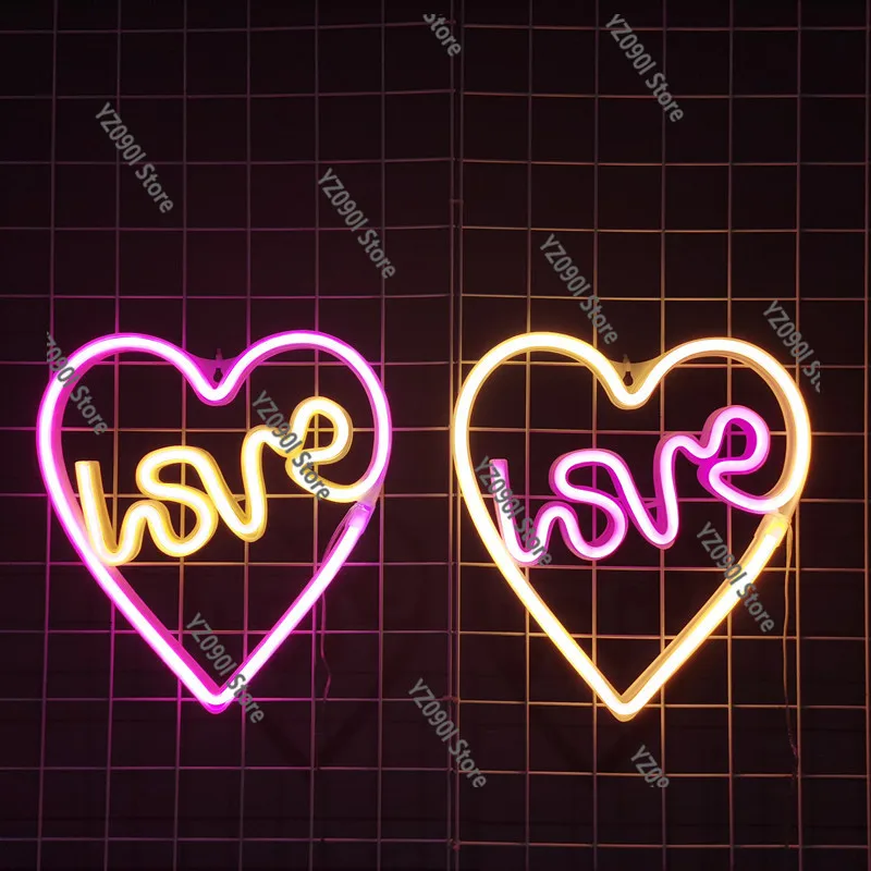 

LED Love Neon Sign Wall Hanging Lamp Romantic Ambient Light for Bedroom Bar Valentine's Day Decor
