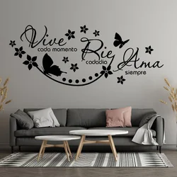 Vinyl Wall Stickers Spanish Saying Vive Cada Momento Rie Cada Dia Ama Siempre Decal Wallpaper For Living Bedroom Home Decor H537