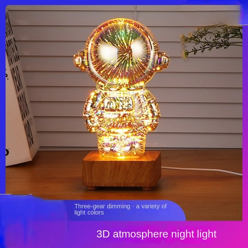 

colorful light 3D three-dimensional fireworks astronaut lights red table lamp ambience light bedside table small night lamp gift