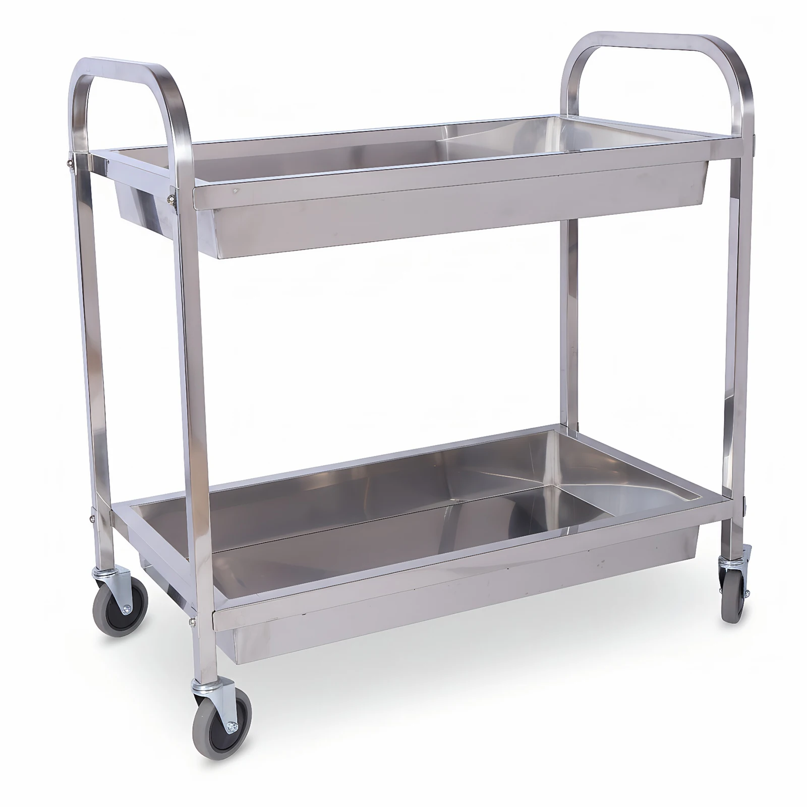 

Stainless Steel Utility Cart with Wheels Metal Mobile Food Rolling Cart Kitchen Cart for Kitchen Restaurant Hospital and Home