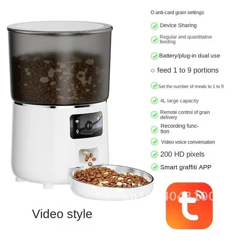 

Pet automatic feeder graffiti APP remote intelligent feeding video voice monitoring machine dog WIFI and cat feeding