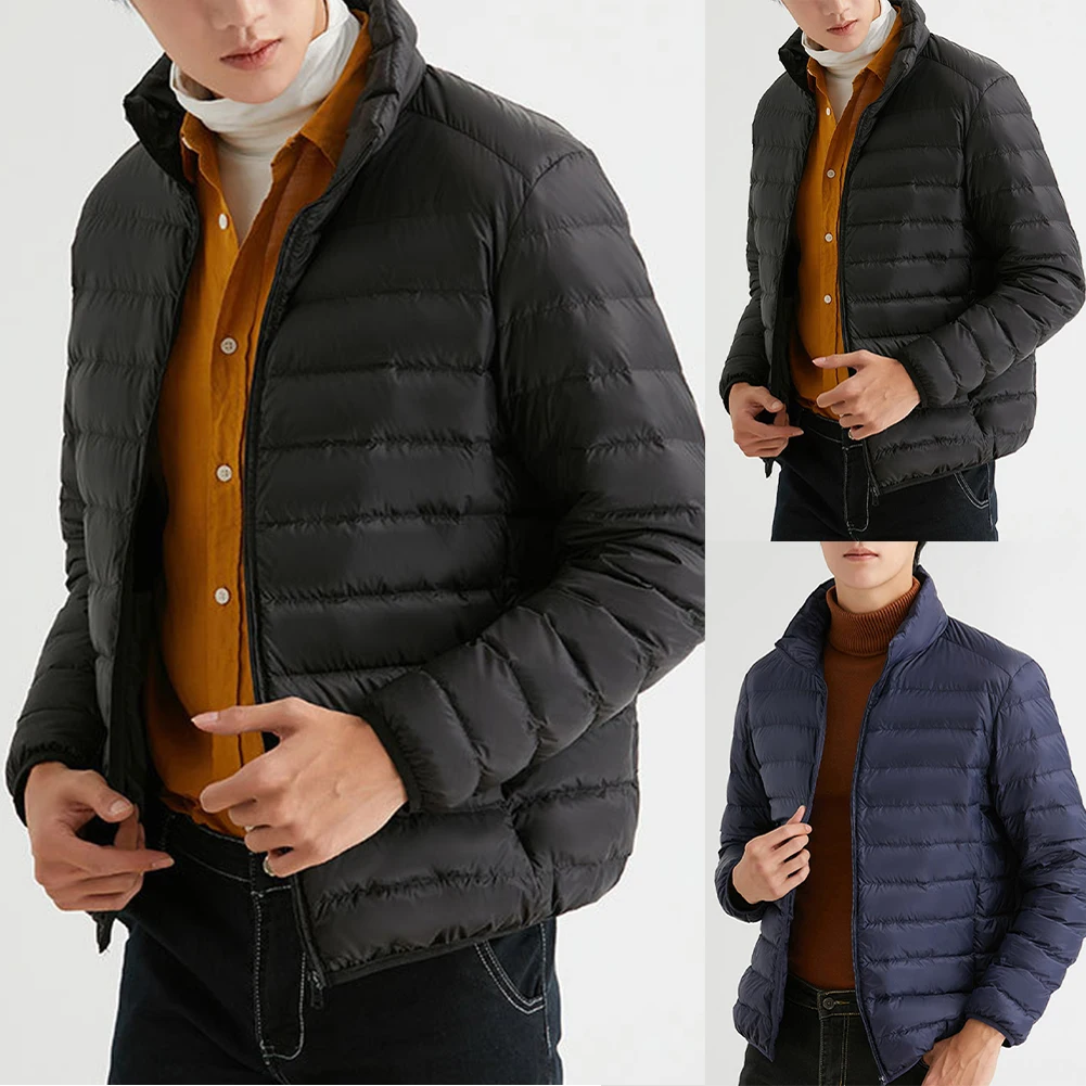 معطف رجالي مقاس كبير خفيف الوزن بياقة واقفة من القطن ملابس خارجية للاستخدام اليومي في الهواء الطلق والحفلات