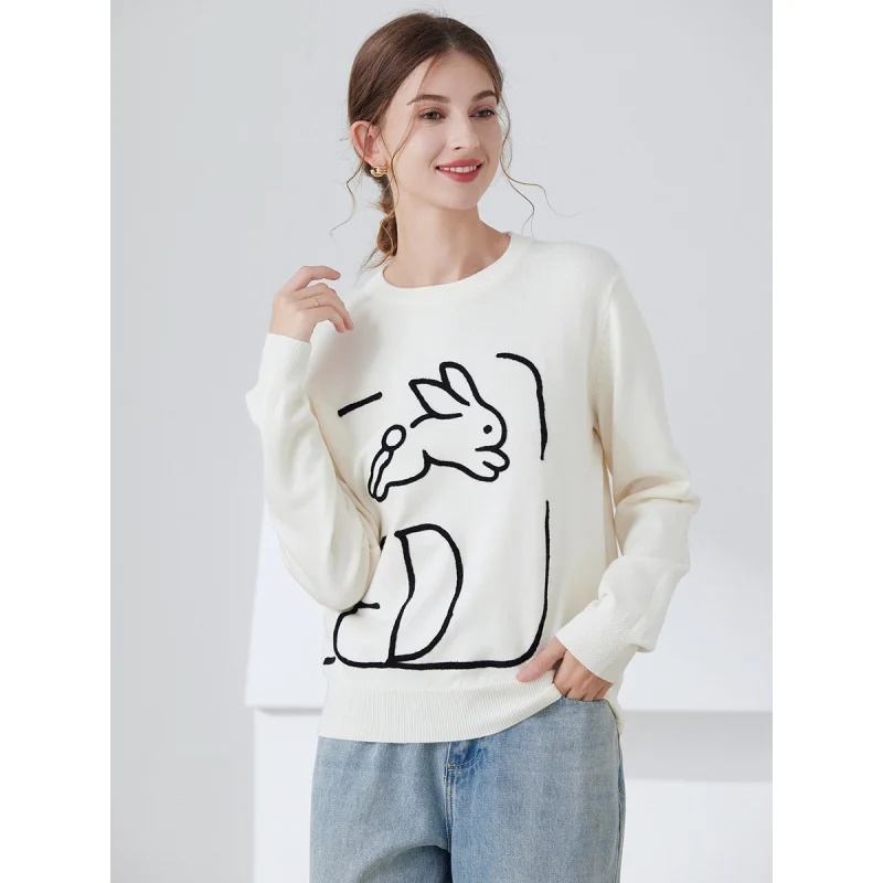 Autumn and Winter New Bottoming Sweater Soft Glutinous College Style Younger Women's Clothing Fresh Sweet and Loose Wool Blended