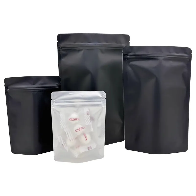 1g 3.5g 7g 14g 28g 1LB Matte Black Mylar Bags For Edibles Gummy Candy Packaging Mylar Baggies