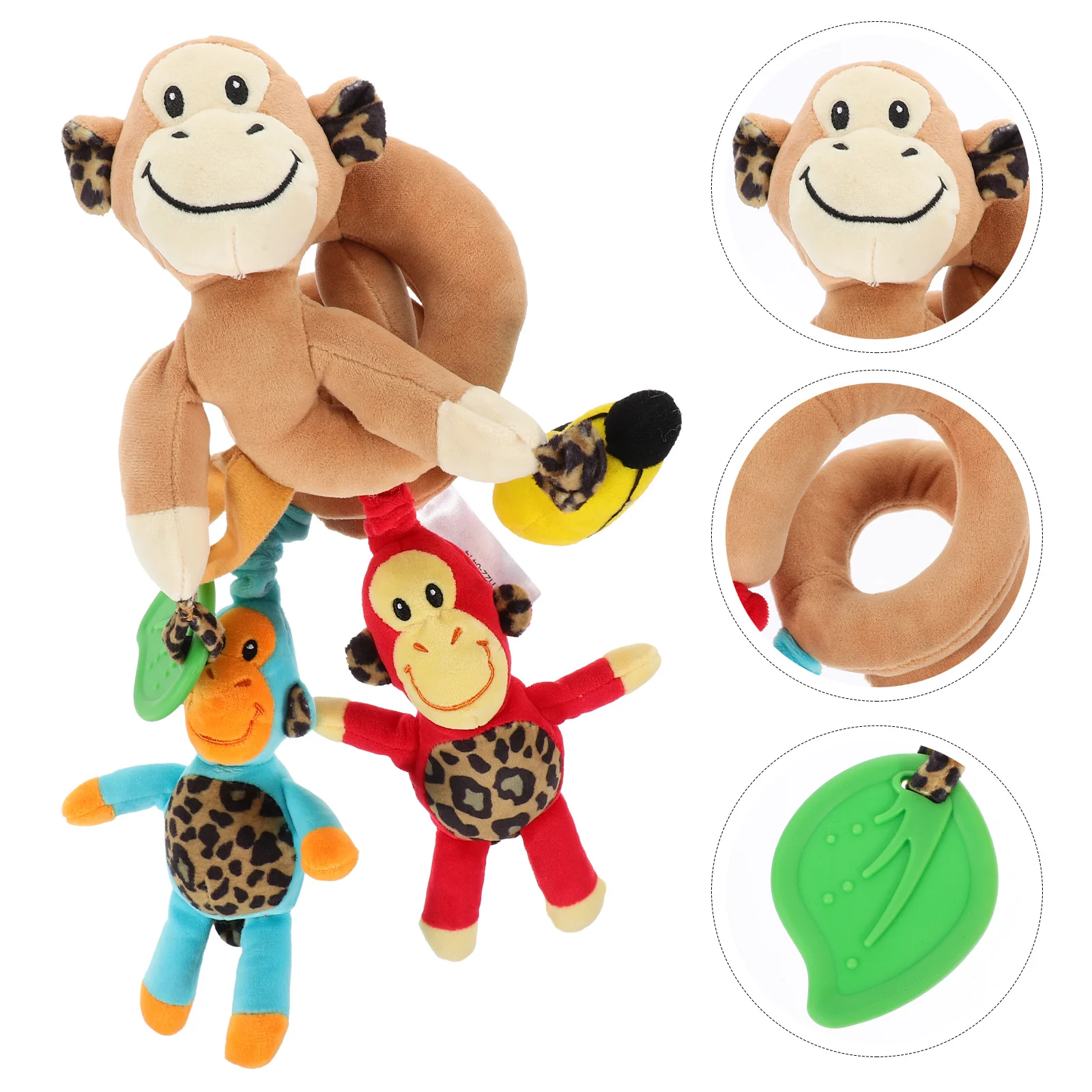

Monkey Infant Baby Activity Spiral 4 Hanging Characters for Bed Stroller Crib Car Seat Travel Entertainment Bed Stroller