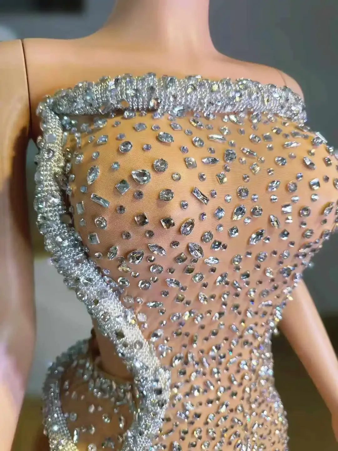 Kobiety Sparkle Rhinestone Luxury Crystals Sexy Birthday Evening Dressy Drag Queen Costume