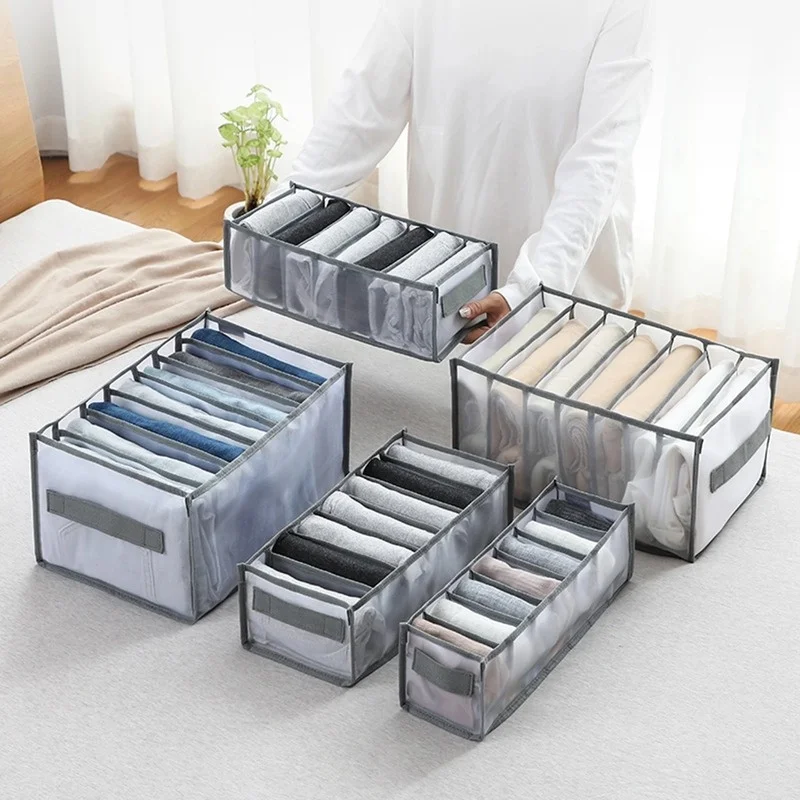 

Clothes Partition Box Mesh Transparent Pants Storage Artifact Home Jeans Bag Wardrobe for