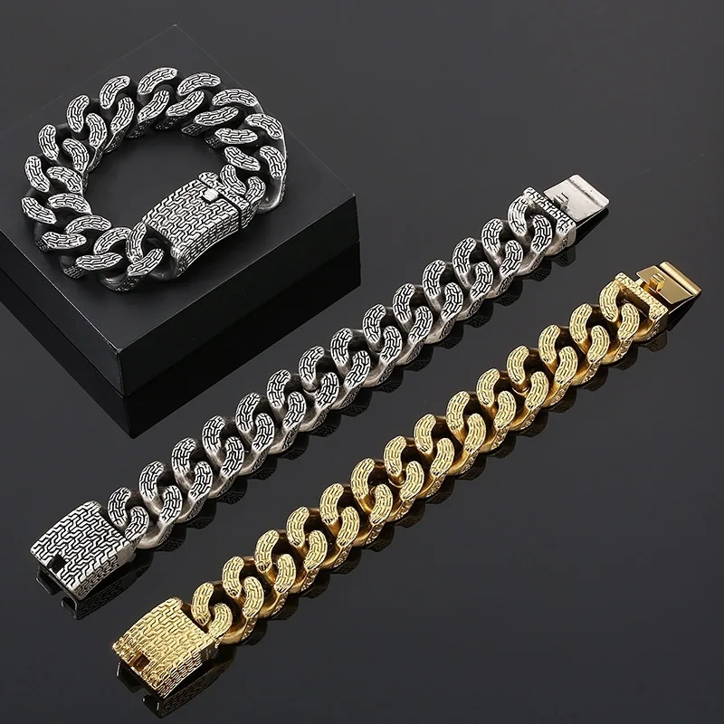 175g Vintage Greek Letter Psi & Trident Symbol Stainless Steel Bracelet, Punk Distressed Style Biker Bracelet for Men