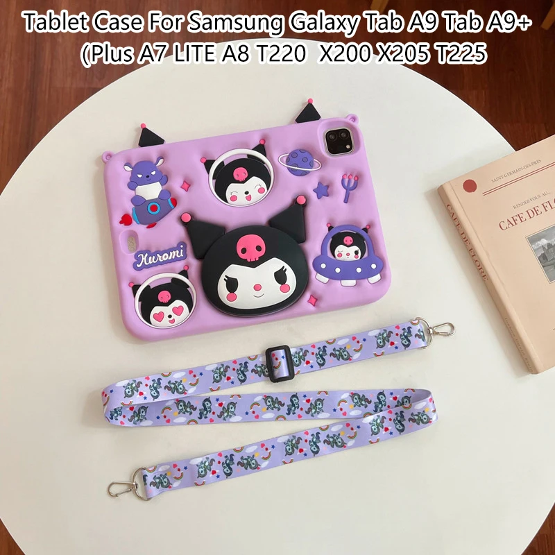 Kuromi Table Case For Samsung Galaxy Tab A9 Plus A8 X200 X205 A7 Lite T220 T225 Tablet Case Silicon For Tab A9 Kids Stand Cover