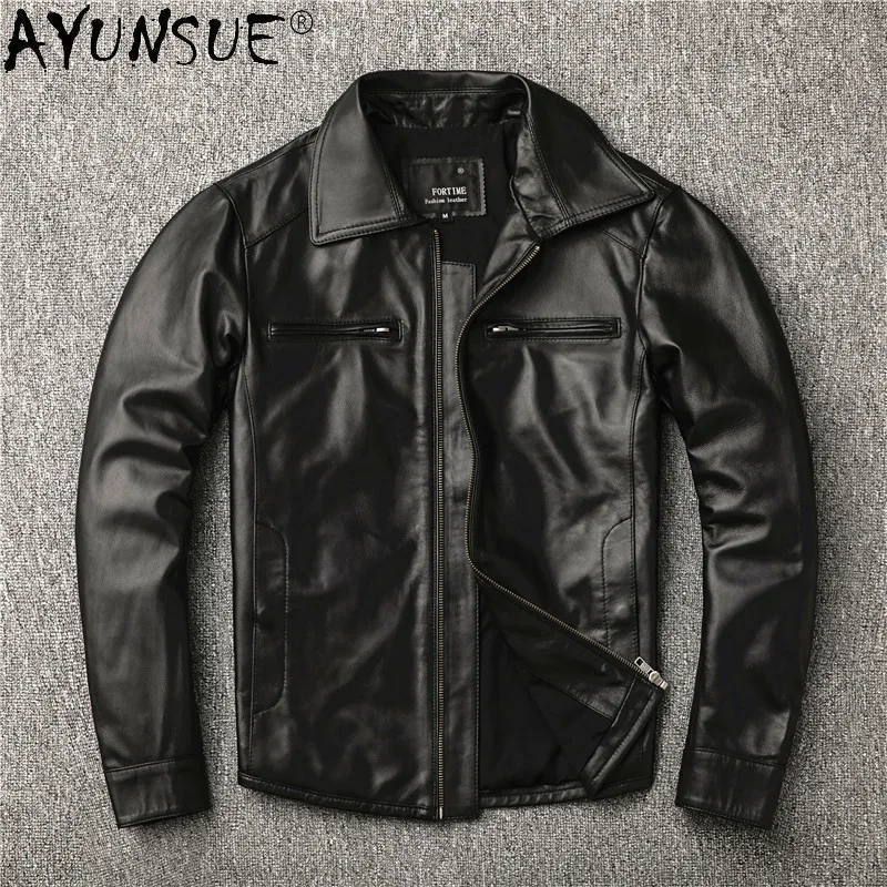 

AYUNSUE Men Clothing 2020 Bomber Men's Jackets Sheepskin Genuine Leather Jacket Men Clothes Autumn Coat Male Ropa Hombre LXR429