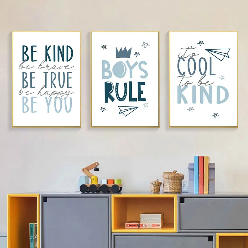 Cute Boys Inspirational Quote Canvas Art Poster Prints Minimalist Modern Wall Decor Picture for Living Room Bedroom Nursery