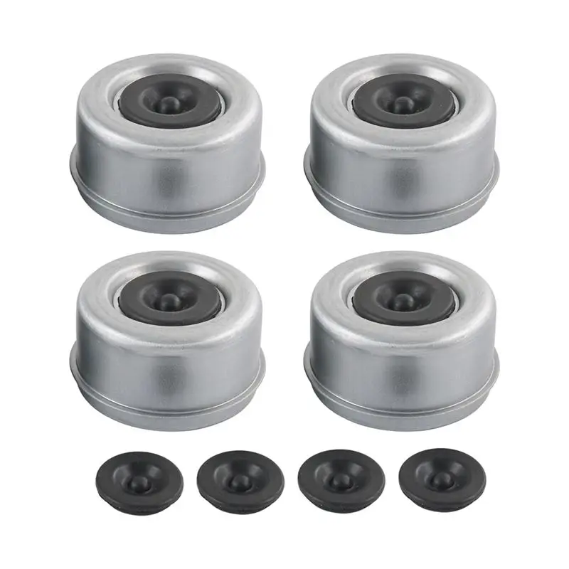 4Pcs 2.72Inch Trailer Axle Wheel Hub And Bearing Dust Cap With 4 Rubber Plugs For Most 7000-8000Lb Wheel Hubs Trailer