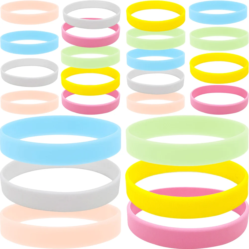 

24 Pcs Bracelets Night Silicone Children Adult In The Dark Bracelets Supplies Rave Accessories Dark Bracelet