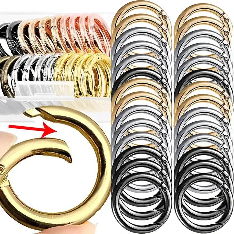 

10Pcs 10-50mm Metal O Ring Spring Buckle for Bag Straps Dog Collars Snap Hook Carabiner Key Holder Connectors Loop Hardware Kits