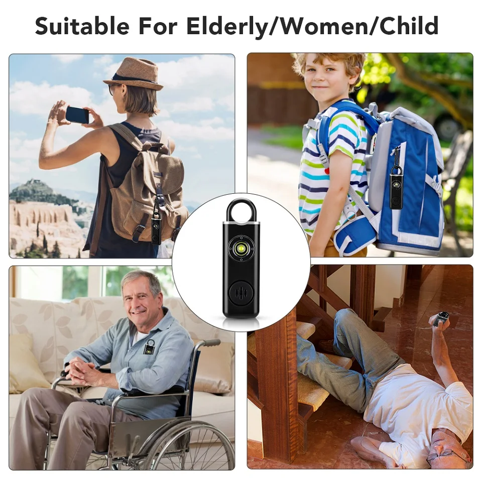 Personal safety alarm for women children elderly and travelers